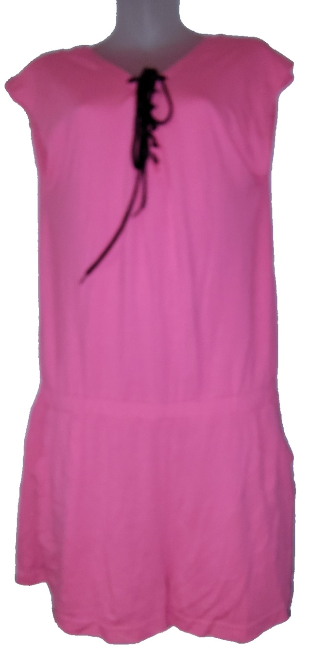 Material Girl Women’s Pink Short Sleeve Gathered Waist Dress Size L BG22